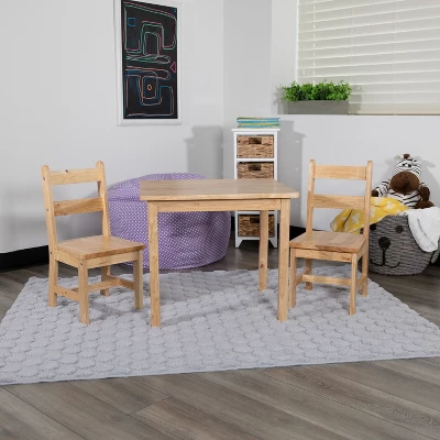 Emma And Oliver Kids 3 Piece Solid Hardwood Table And Chair Set For Playroom, Kitchen 10 Emma And Oliver Kids 3 Piece Solid Hardwood Table And Chair Set For Playroom, Kitchen - Image 8