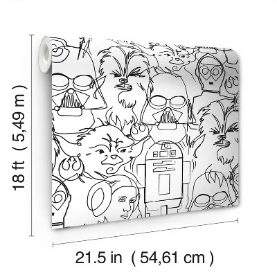 Star Wars Saga Line Sketches Peel And Stick Wallpaper Gray - RoomMates 3 Star Wars Saga Line Sketches Peel And Stick Wallpaper Gray - RoomMates