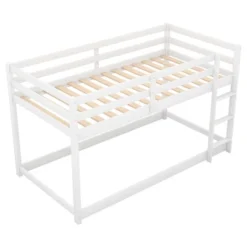Twin Over Twin Floor Bunk Bed With Ladder - ModernLuxe -Children Furniture Store GUEST e05c8e69 e641 43ae 9ca5 200ef368ef7a