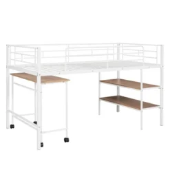 Twin Size Metal Loft Bed With Desk And Shelves - ModernLuxe -Children Furniture Store GUEST e18dad95 87de 4c0e b857 cc00a000299f