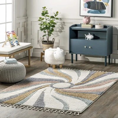 Theodora Colorful Swirl Kids Tassel Area Rug 3 Theodora Colorful Swirl Kids Tassel Area Rug