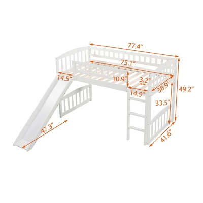 Twin Size Loft Bed With Slide And Ladder - ModernLuxe 4 Twin Size Loft Bed With Slide And Ladder - ModernLuxe - Image 2