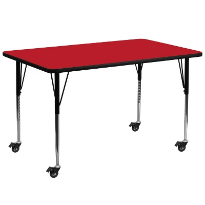 Flash Furniture Mobile 30''W X 72''L Rectangular HP Laminate Activity Table - Standard Height Adjustable Legs 5 Flash Furniture Mobile 30''W X 72''L Rectangular HP Laminate Activity Table - Standard Height Adjustable Legs - Image 3