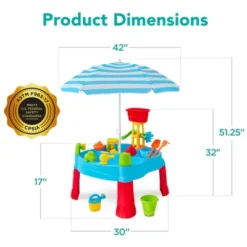 Best Choice Products Kids Sand & Water Outdoor Activity Table, 2-in-1 Play Set W/ 18 Accessories, Adjustable Umbrella 13 Best Choice Products Kids Sand & Water Outdoor Activity Table, 2-in-1 Play Set W/ 18 Accessories, Adjustable Umbrella -Children Furniture Store GUEST e7099aff 7d90 4a35 a31a f777c14e1cd0