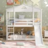 Twin Over Twin House Shaped Bunk Bed With Convertible Slide And Ladder-ModernLuxe -Children Furniture Store GUEST ea890d2e 4aa4 42de 8fb8 27e0969482b9