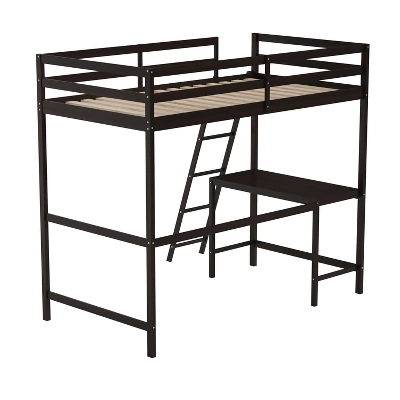 Emma And Oliver Twin Wood Loft Bed Frame With Protective Guardrails And Integrated Desk And Ladder For Use With Any 6-8" Thick Mattress 10 Emma And Oliver Twin Wood Loft Bed Frame With Protective Guardrails And Integrated Desk And Ladder For Use With Any 6-8" Thick Mattress - Image 8