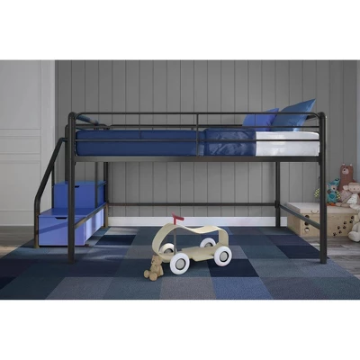 Twin Jamie Junior Loft Bed With Storage Steps Black - Room & Joy 5 Twin Jamie Junior Loft Bed With Storage Steps Black - Room & Joy - Image 3