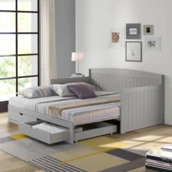 King Harmony Daybed With Conversion Dove Gray - Alaterre Furniture -Children Furniture Store GUEST ebbe9328 2e0c 4365 9ff9 01340882f3cc