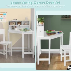 Costway Kids Corner Desk & Chair Set Wooden Study Writing Workstation With Storage & Hutch 13 Costway Kids Corner Desk & Chair Set Wooden Study Writing Workstation With Storage & Hutch -Children Furniture Store GUEST ed43f469 c685 4170 b3dd 8be7c84fb60b