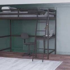 Emma And Oliver Twin Wood Loft Bed Frame With Protective Guardrails And Integrated Desk And Ladder For Use With Any 6-8" Thick Mattress 15 Emma And Oliver Twin Wood Loft Bed Frame With Protective Guardrails And Integrated Desk And Ladder For Use With Any 6-8" Thick Mattress -Children Furniture Store GUEST edfbe909 9f69 4141 9ef2 c8b21c4eb244