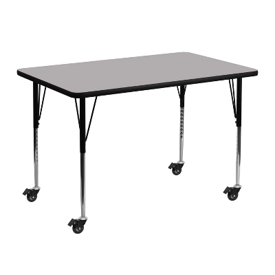 Emma And Oliver Mobile 30x48 Rectangle Laminate Adjustable Activity Table 4 Emma And Oliver Mobile 30x48 Rectangle Laminate Adjustable Activity Table - Image 2