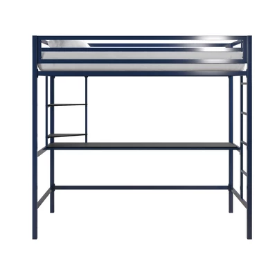 Twin Maxwell Metal Loft Bed With Desk & Shelves Blue/Black - Novogratz 4 Twin Maxwell Metal Loft Bed With Desk & Shelves Blue/Black - Novogratz - Image 2