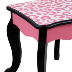 Fashion Leopard Prints Gisele Play Wooden Vanity Set Pink / Black - Teamson Kids -Children Furniture Store GUEST f050d564 4cd2 4618 9bbe dede3daf9263