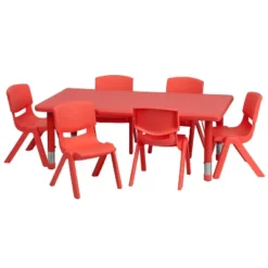 Emma And Oliver 24"W X 48"L Rectangular Plastic Height Adjustable Activity Table Set With 6 Chairs 21 Emma And Oliver 24"W X 48"L Rectangular Plastic Height Adjustable Activity Table Set With 6 Chairs -Children Furniture Store GUEST f08b2baa 3508 46fb ab68 84577b42adf0