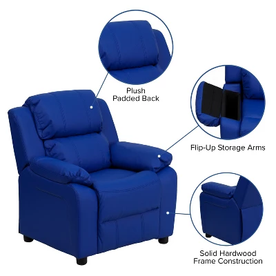 Flash Furniture Deluxe Padded Contemporary Kids Recliner With Storage Arms 5 Flash Furniture Deluxe Padded Contemporary Kids Recliner With Storage Arms - Image 3