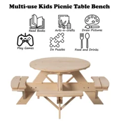Gardenised Wooden Kids Round Picnic Table Bench, Outdoor Children's Backyard Table, Crafting, Dining, And Playtime Patio Table 12 Gardenised Wooden Kids Round Picnic Table Bench, Outdoor Children's Backyard Table, Crafting, Dining, And Playtime Patio Table -Children Furniture Store GUEST f2d84057 fc67 41fa b7fb 791f182f520b