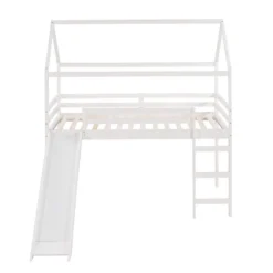 Twin Size House Shape Loft Bed With Slides, White - ModernLuxe -Children Furniture Store GUEST f4fb9992 7493 4ce9 9b63 0160c0eef027
