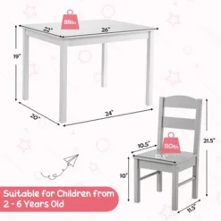 Costway Kids 5 Piece Table & Chair Set Wooden Children Activity Playroom Furniture Gift -Children Furniture Store GUEST f535b6e0 f7c8 4a71 89a9 b5bbb021b779