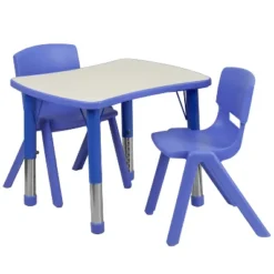Emma And Oliver 21.875"W X 26.625"L Rectangular Plastic Height Adjustable Activity Table Set With 2 Chairs -Children Furniture Store GUEST f5c56560 2622 4040 bc8e 7ce9828ad495