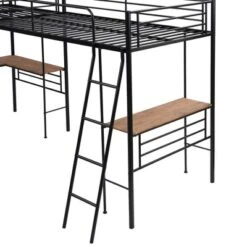 Metal Twin Size Loft Bed With Two Built-in Desks, Black - ModernLuxe -Children Furniture Store GUEST fa00b52a 6bfe 469d ae39 34ad89204383