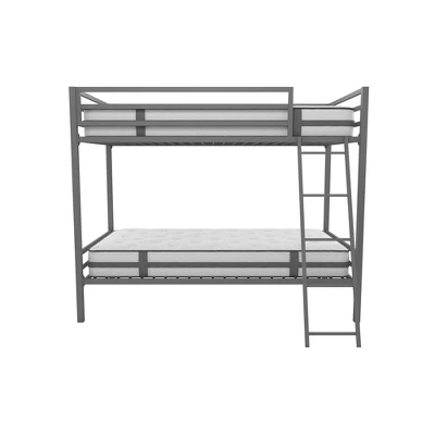 Twin Over Twin Maxwell Metal Bunk Bed Gray - Novogratz 3 Twin Over Twin Maxwell Metal Bunk Bed Gray - Novogratz