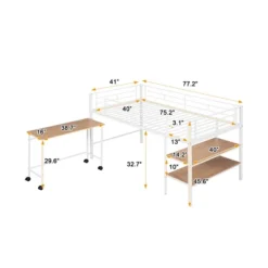 Twin Size Metal Loft Bed With Desk And Shelves - ModernLuxe -Children Furniture Store GUEST fb1e06dc dde8 42cb 8a5d 6da996479bf5