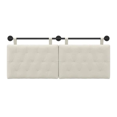 Full/Queen Remi Diamond Button Tufted Headboard Cloud White - Nathan James 4 Full/Queen Remi Diamond Button Tufted Headboard Cloud White - Nathan James - Image 2