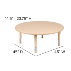 Emma And Oliver 45" Round Natural Plastic Height Adjustable Activity Table - School Table For 4 -Children Furniture Store GUEST fd16d9a9 e74d 4d43 8864 c668994b06ff