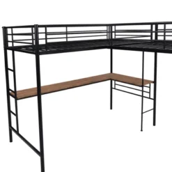 Metal Twin Size Loft Bed With Two Built-in Desks, Black - ModernLuxe -Children Furniture Store GUEST fdb53b35 fd51 4da3 82ed 7e8a408cd402