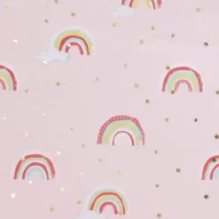 Natalie Rainbow With Metallic Printed Total Blackout Window Panel Pink - Mi Zone -Children Furniture Store GUEST ff1254e6 be59 4a18 b2ad e0eb4c710d07