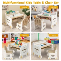 Costway Kids Drawing Table & Chair Set For Reading Playing With Pens & Blackboard Eraser Blue/Brown 17 Costway Kids Drawing Table & Chair Set For Reading Playing With Pens & Blackboard Eraser Blue/Brown -Children Furniture Store GUEST ffabc8de 00ae 4b11 98cb 27e8377a3b53